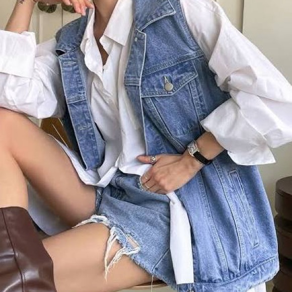 Vintage Cut Off Denim Vest - Jean Jacket Vest - Picture 6 of 6